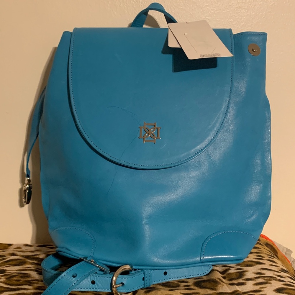 Elegant Sky Blue Leather Backpack
